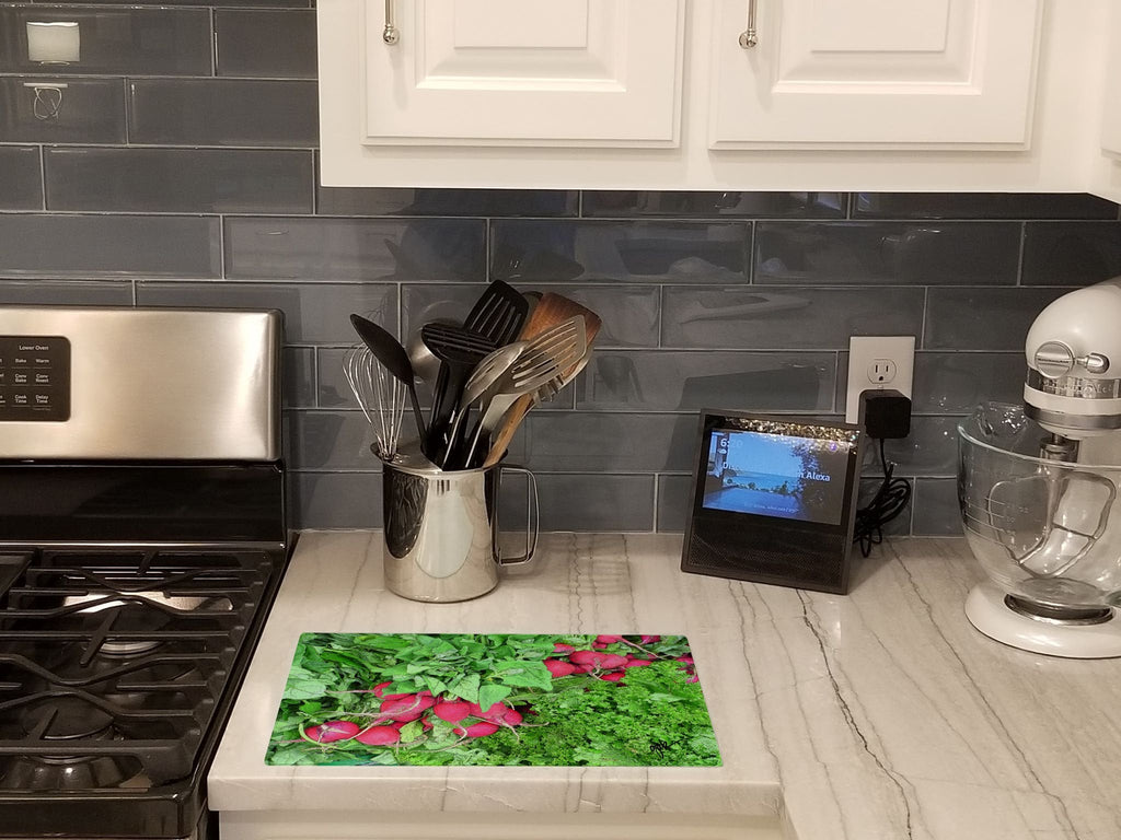 Cutting Board Tempered Glass Kitchen Cutting Surface, Heat Resistant Chopping, Non-Slip Feet, Food Prep & Serving