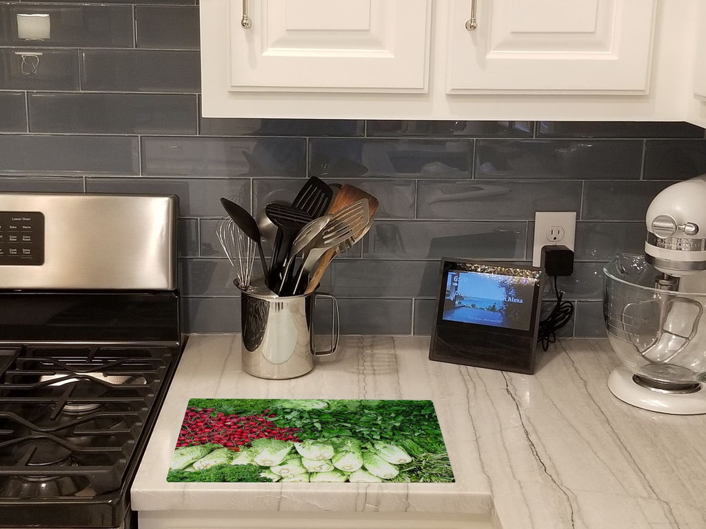 Cutting Board Tempered Glass Kitchen Cutting Surface, Heat Resistant Chopping, Non-Slip Feet, Food Prep & Serving