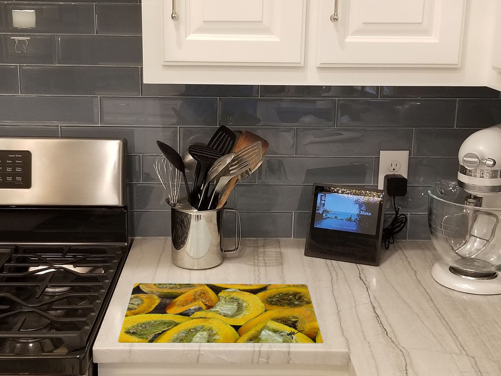 Cutting Board Tempered Glass Kitchen Cutting Surface, Heat Resistant Chopping, Non-Slip Feet, Food Prep & Serving
