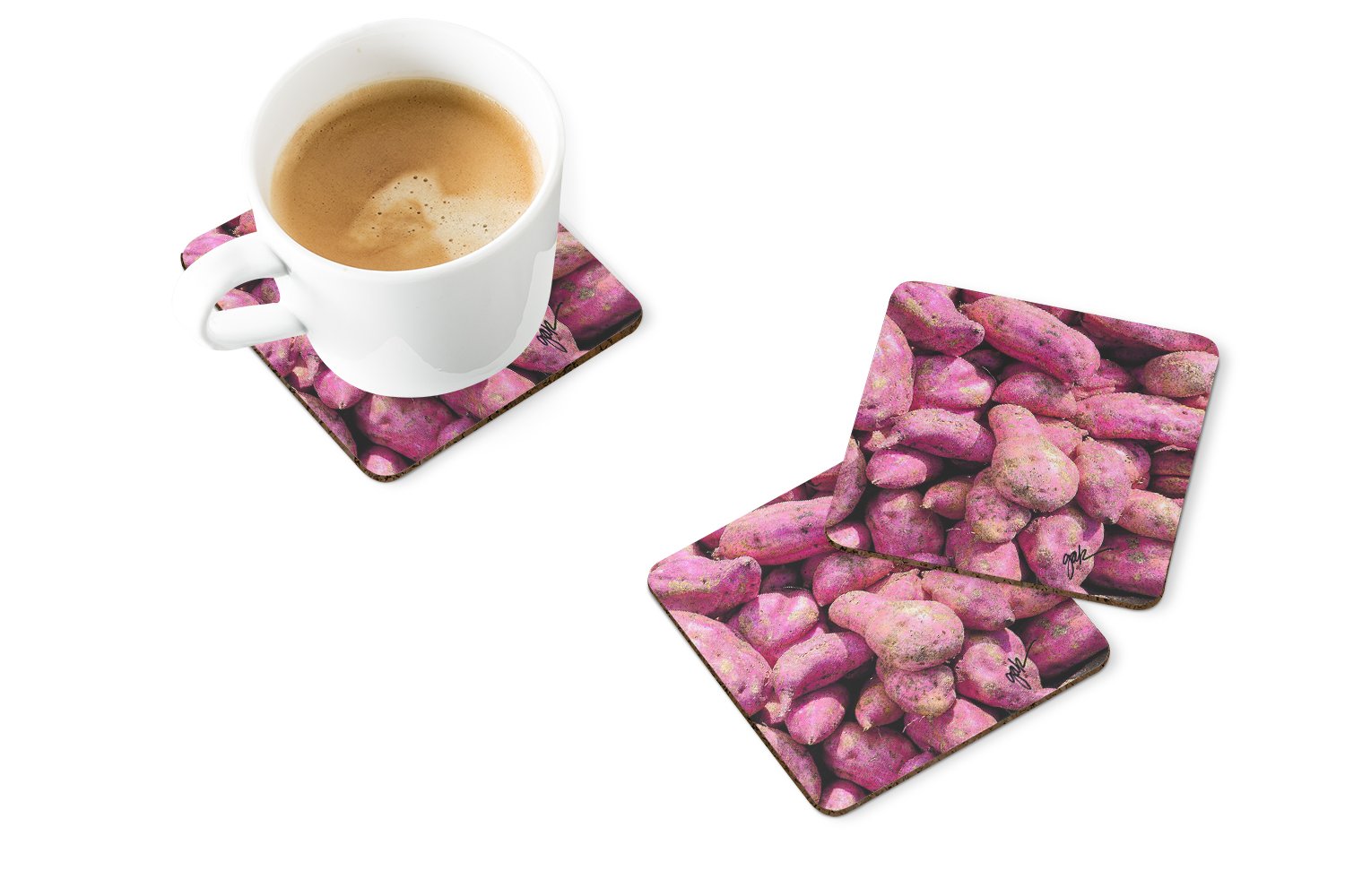 Foam Coasters Set of 4 Cup Coasters for Indoor Outdoor, Tabletop Protection, Anti Slip, Mouse pad Material