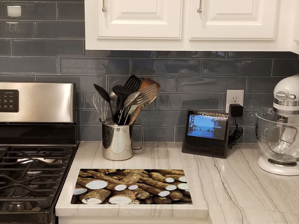 Cutting Board Tempered Glass Kitchen Cutting Surface, Heat Resistant Chopping, Non-Slip Feet, Food Prep & Serving
