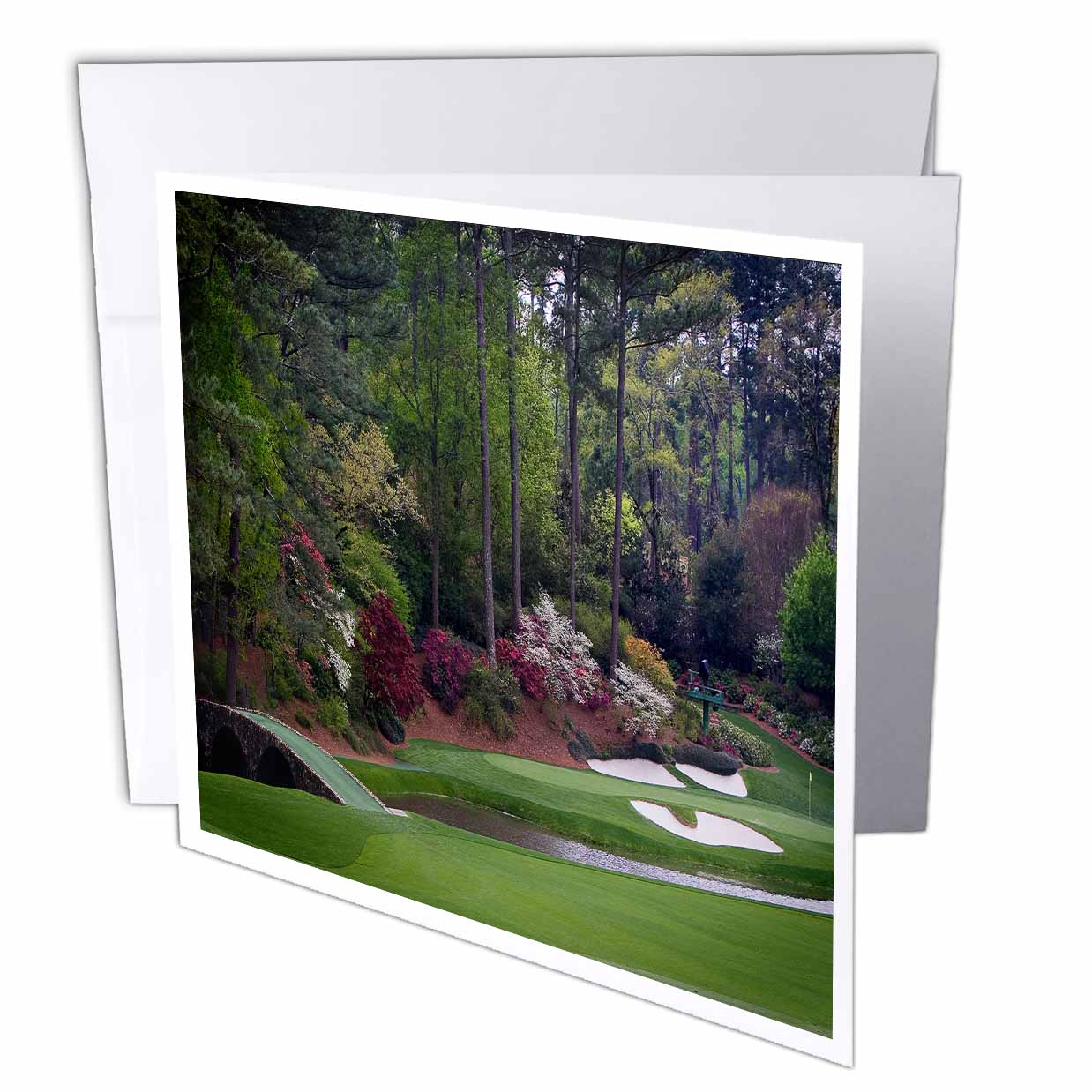 Angel Wings Designs Landscape - Augustas Amen Corner Golf Course - Golfers on Bridge - Greeting Cards