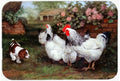 Chickens, Hens and Puppy Cutting Board Tempered Glass Kitchen Cutting Surface, Heat Resistant Chopping, Non-Slip Feet, Food Prep & Serving