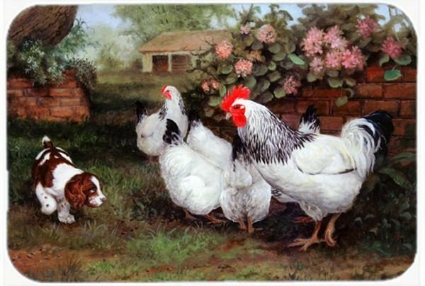 Chickens, Hens and Puppy Cutting Board Tempered Glass Kitchen Cutting Surface, Heat Resistant Chopping, Non-Slip Feet, Food Prep & Serving