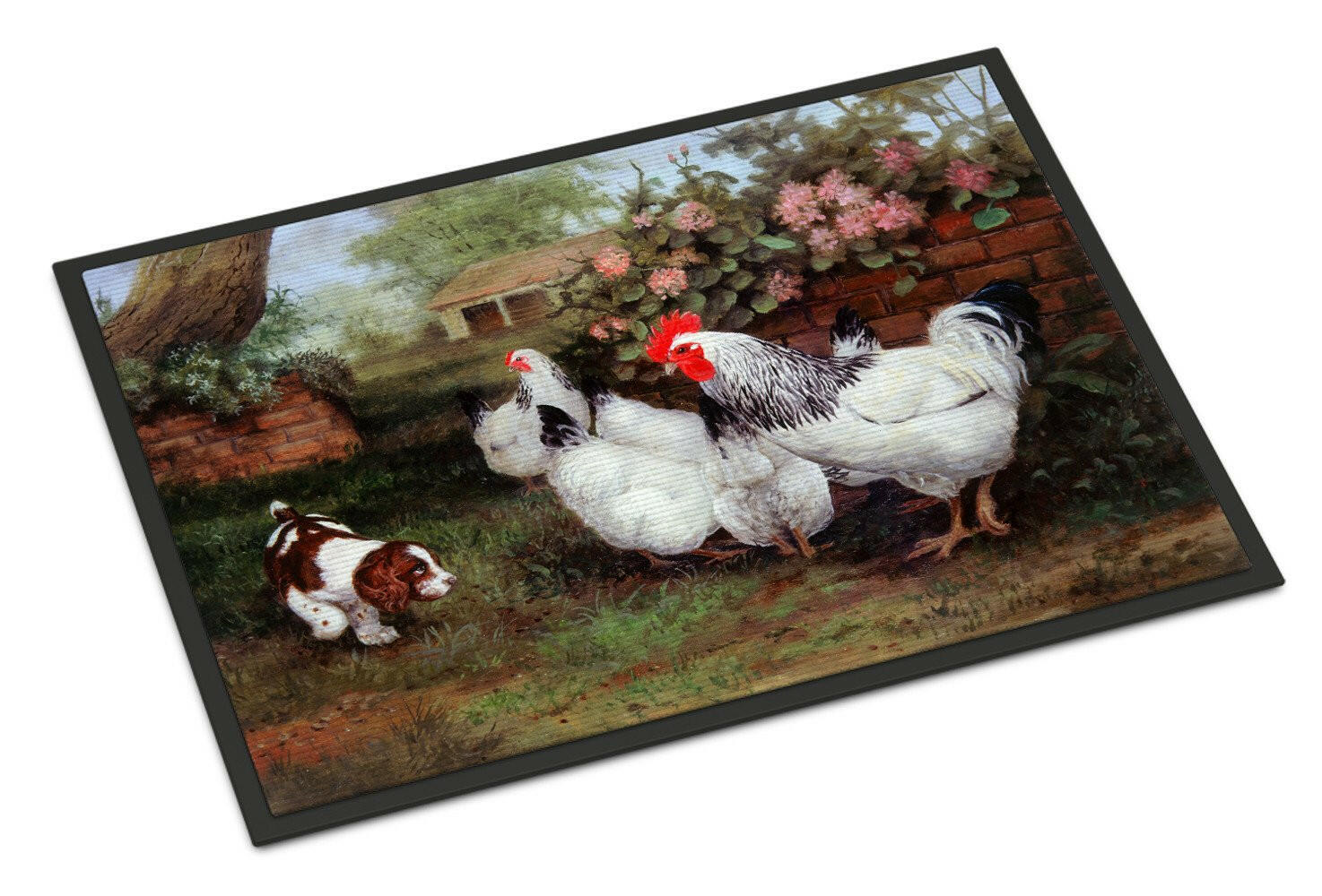 Chickens, Hens and Puppy Doormat Indoor Outdoor 18H X 27W Front Door Mat Rugs for Entryway, Non Slip Washable
