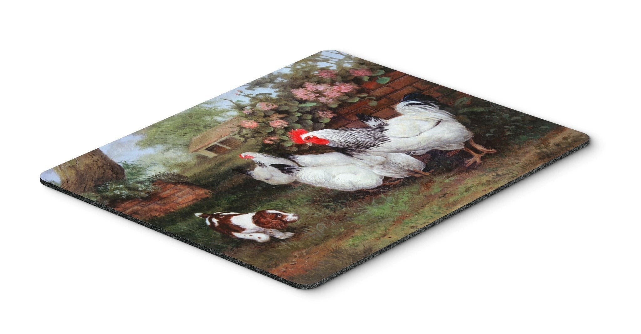 Chickens, Hens and Puppy Mouse Pad, Heat Resistant Trivet Hot Pad , Non Slip Rubber Desk Mat, Kitchen Counter Protector, Home Office Decor Gift