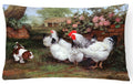 Chickens, Hens and Puppy Decorative Throw Pillow 12x16 Indoor Outdoor Accent Cushion, Fabric Cover with Insert for Sofa, Bed, Porch & Living Room