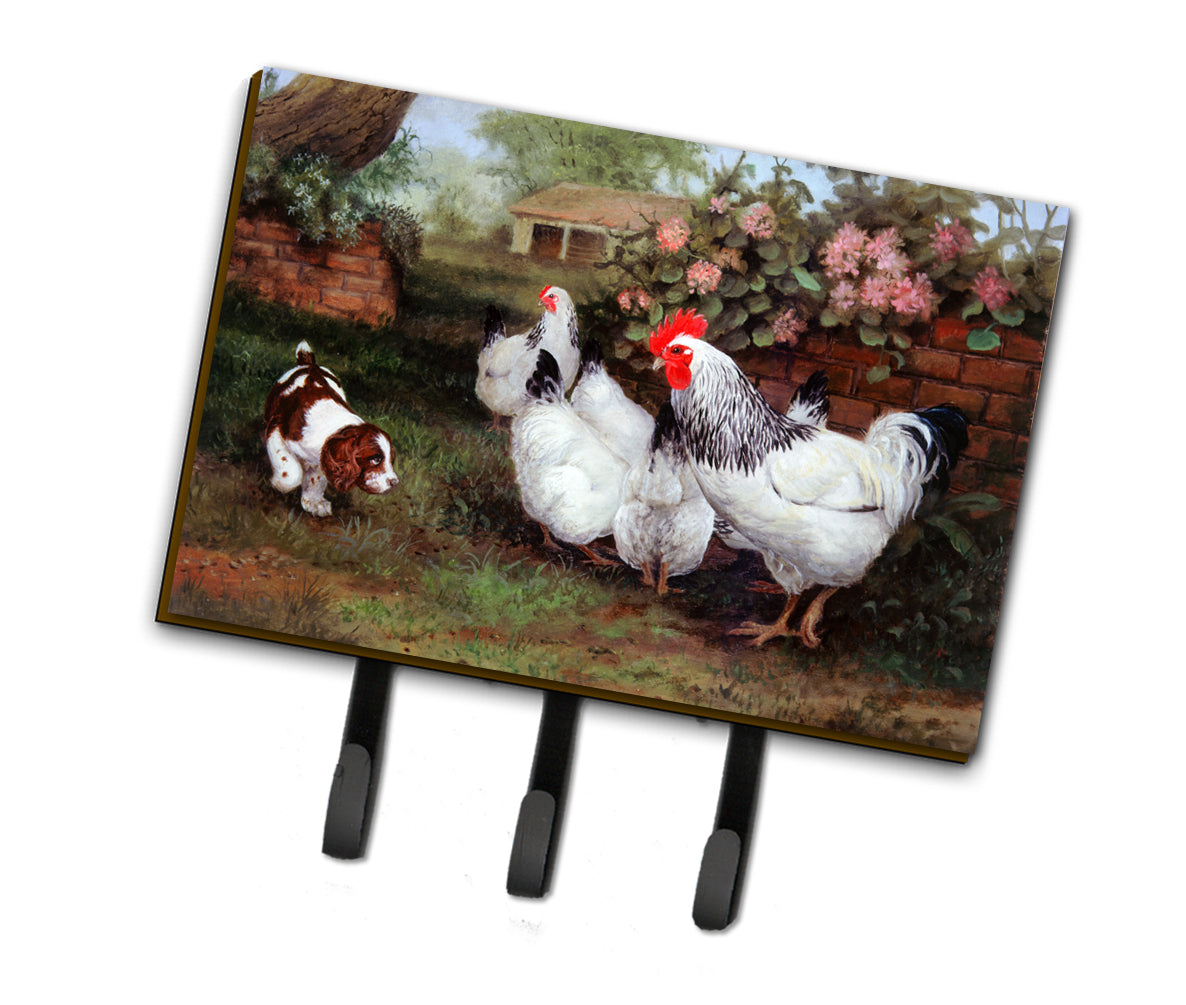 Chickens, Hens and Puppy Leash or Key Holder Wall Hooks, Coat Rack Wall Mount, for Hanging Keys, Towels, Aprons, Leashes