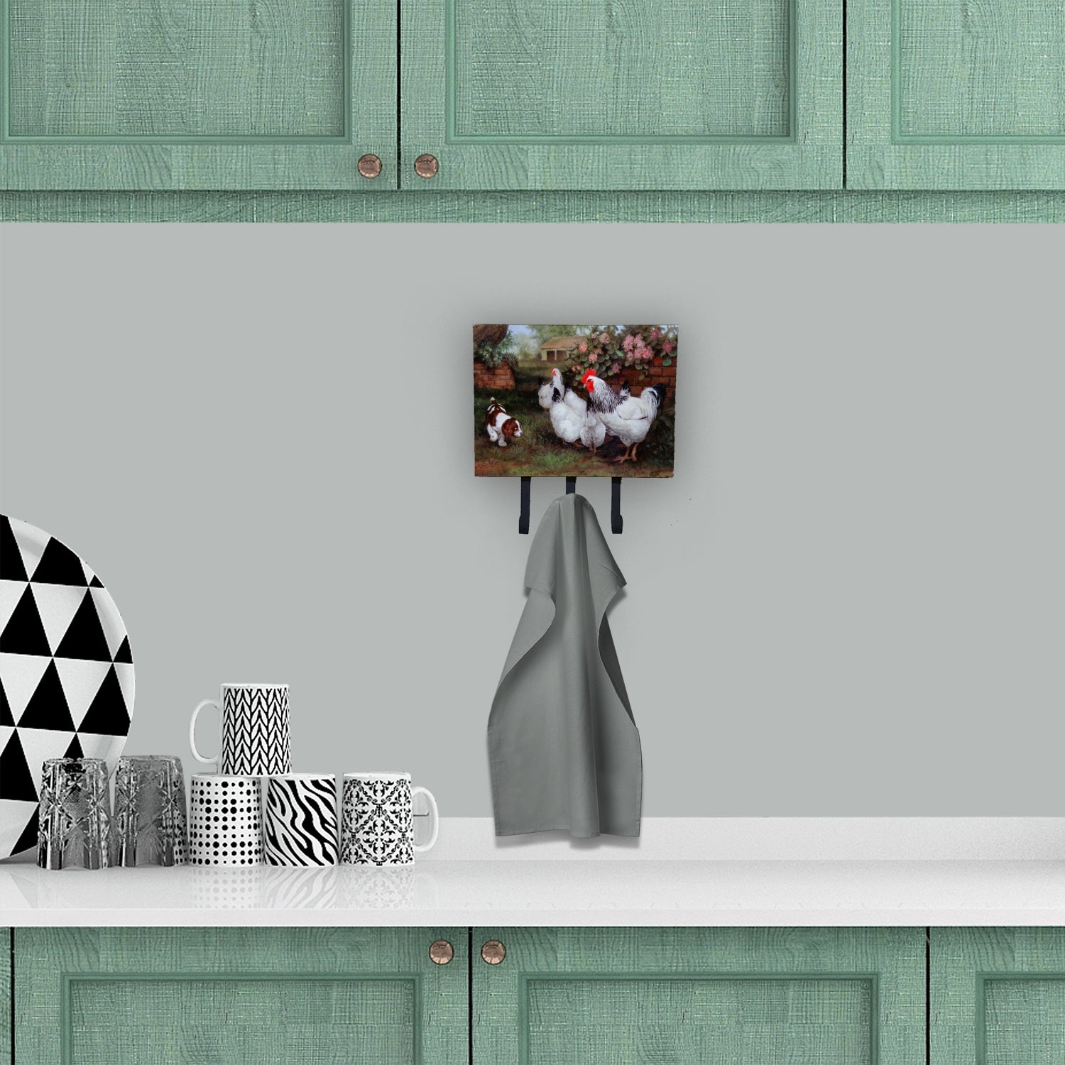 Chickens, Hens and Puppy Leash or Key Holder Wall Hooks, Coat Rack Wall Mount, for Hanging Keys, Towels, Aprons, Leashes