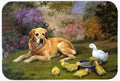 Yellow Labrador and Chicks Cutting Board Tempered Glass Kitchen Cutting Surface, Heat Resistant Chopping, Non-Slip Feet, Food Prep & Serving