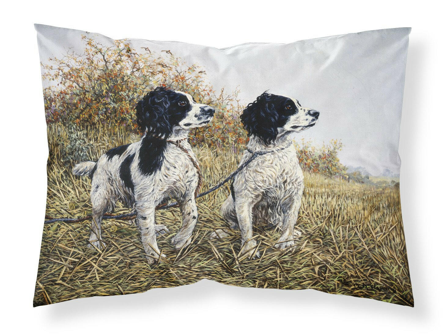 Two Springer Spaniels by Michael Herring Standard Pillowcase Lightweight Super Soft Easy Care Decorative Artwork Pillowcase, Standard