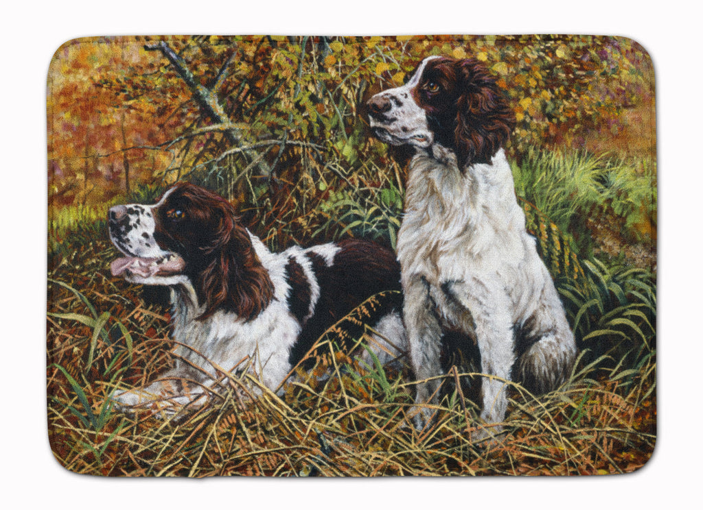 Two Springer Spaniels in the grasses Memory Foam Kitchen Mat Machine Washable Anti-Fatigue Cushion Comfort Bath or Kitchen Rug