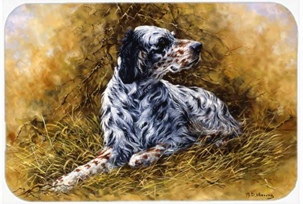 English Setter by Michael Herring Cutting Board Tempered Glass Kitchen Cutting Surface, Heat Resistant Chopping, Non-Slip Feet, Food Prep & Serving