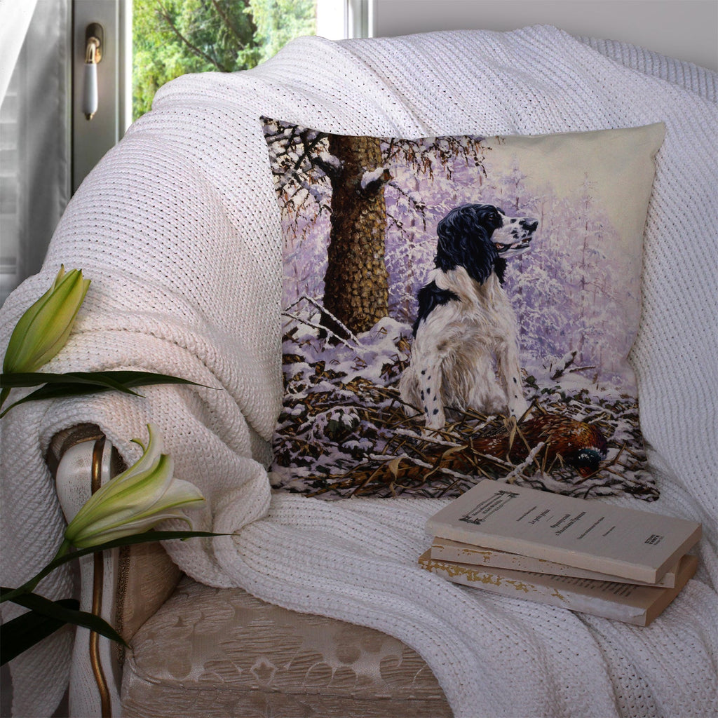 Springer Spaniel by Michael Herring Decorative Throw Pillow 14x14 Indoor Outdoor Accent Cushion, Fabric Cover with Insert for Sofa, Bed, Porch & Living Room