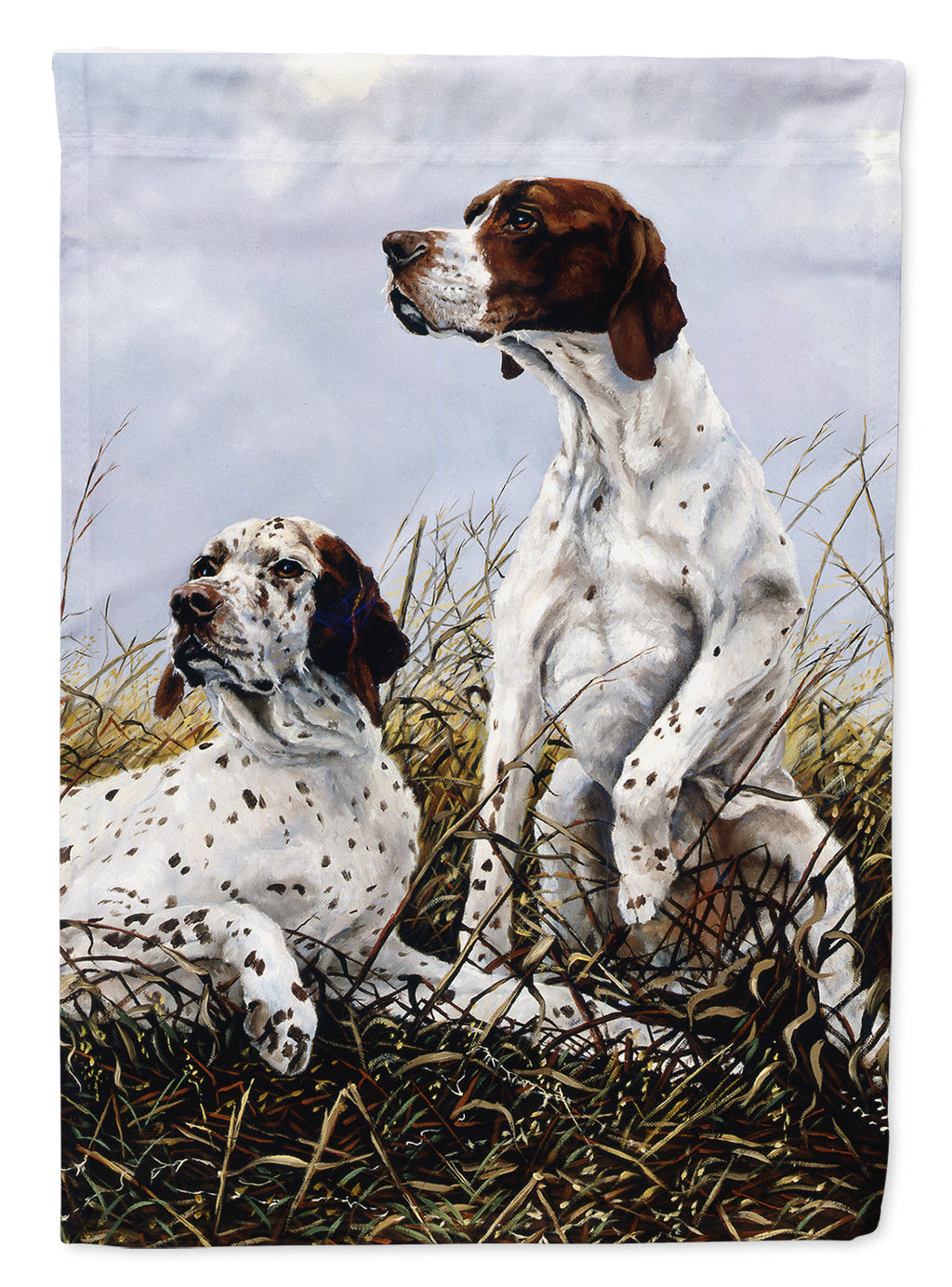 English Pointer by Michael Herring House Flag 28x40 Porch Sleeve Pole Decorative Outside Yard Banner Artwork Wall Hanging, Polyester