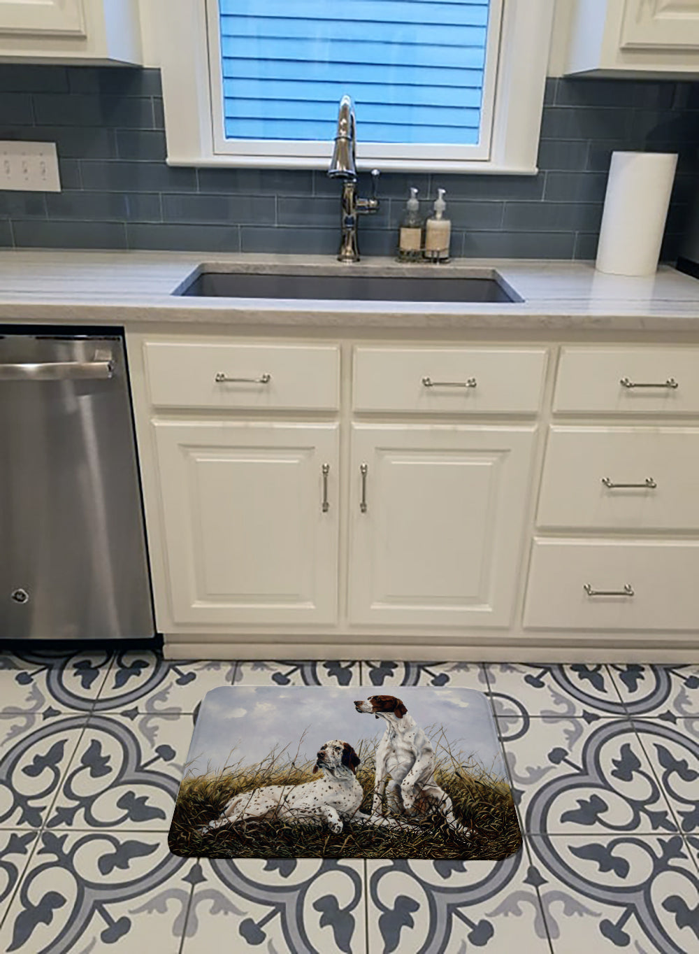 English Pointer by Michael Herring Memory Foam Kitchen Mat Machine Washable Anti-Fatigue Cushion Comfort Bath or Kitchen Rug