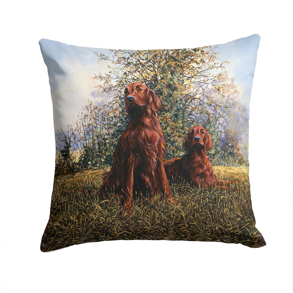Red Irish Setters by Michael Herring Decorative Throw Pillow 14x14 Indoor Outdoor Accent Cushion, Fabric Cover with Insert for Sofa, Bed, Porch & Living Room