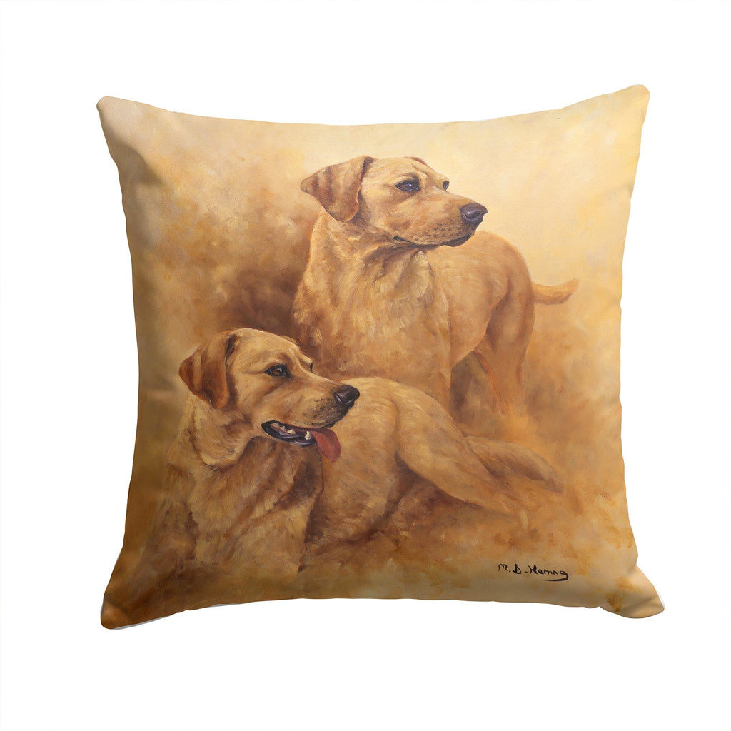 Yellow Labs by Michael Herring Decorative Throw Pillow 14x14 Indoor Outdoor Accent Cushion, Fabric Cover with Insert for Sofa, Bed, Porch & Living Room