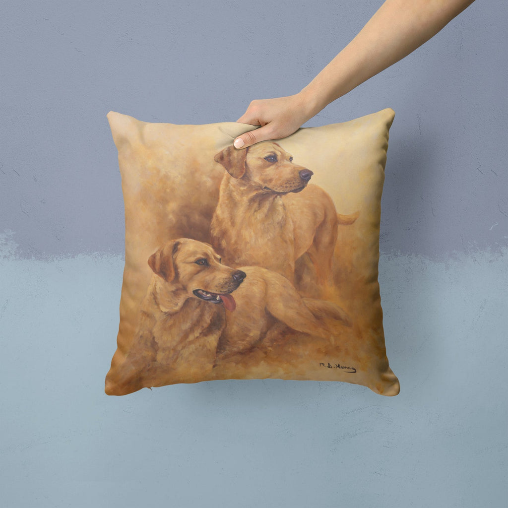Yellow Labs by Michael Herring Decorative Throw Pillow 14x14 Indoor Outdoor Accent Cushion, Fabric Cover with Insert for Sofa, Bed, Porch & Living Room