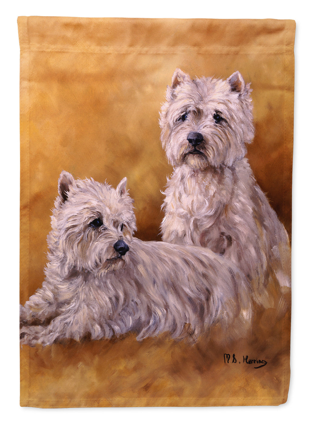 Westies by Michael Herring House Flag 28x40 Porch Sleeve Pole Decorative Outside Yard Banner Artwork Wall Hanging, Polyester