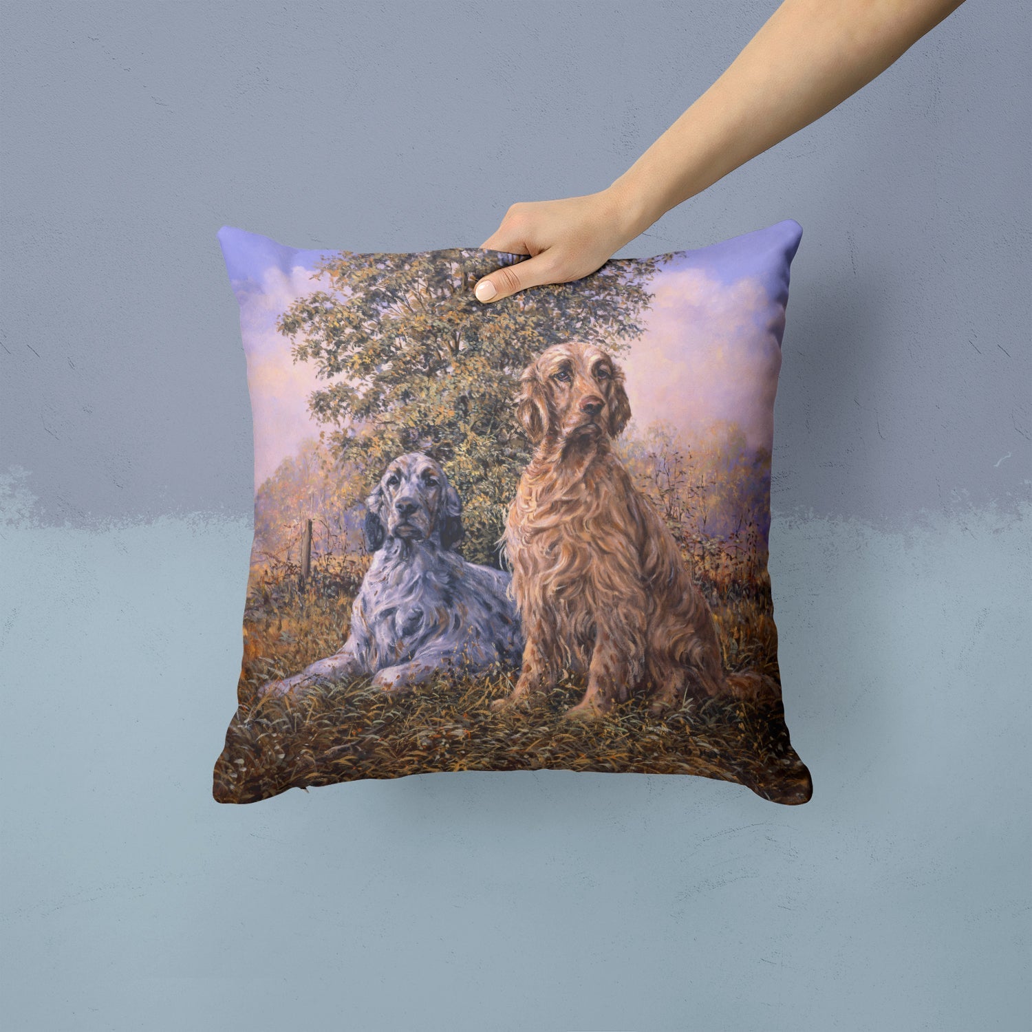 Setters by Michael Herring Decorative Throw Pillow 14x14 Indoor Outdoor Accent Cushion, Fabric Cover with Insert for Sofa, Bed, Porch & Living Room