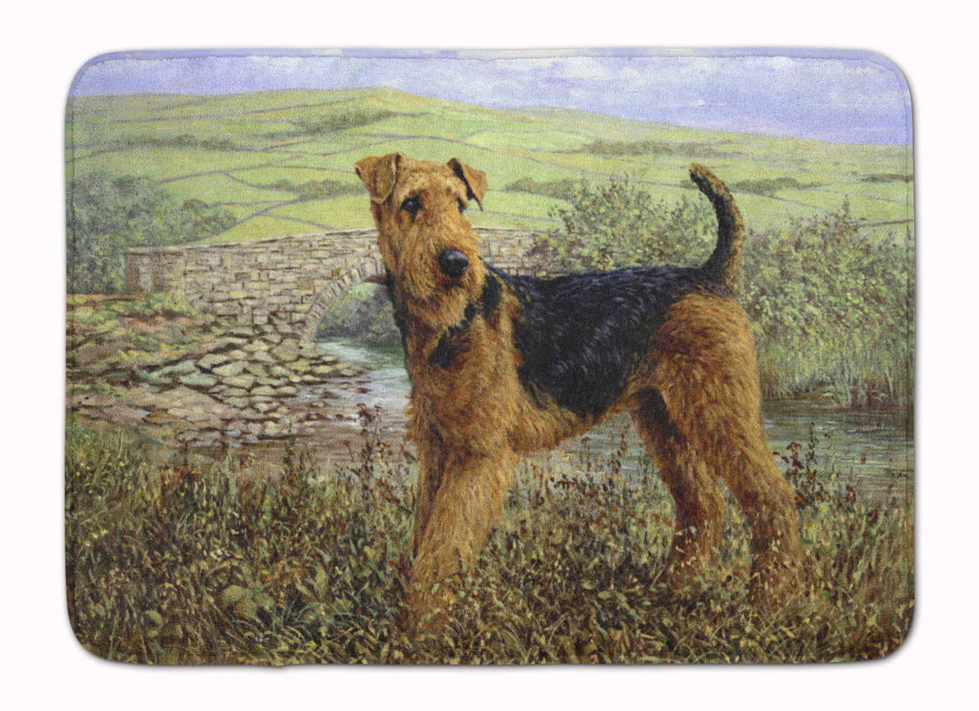 Airedale Terrier The Kings Country Memory Foam Kitchen Mat Machine Washable Anti-Fatigue Cushion Comfort Bath or Kitchen Rug