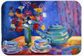 Blue Tea by Wendy Hoile Cutting Board Tempered Glass Kitchen Cutting Surface, Heat Resistant Chopping, Non-Slip Feet, Food Prep & Serving