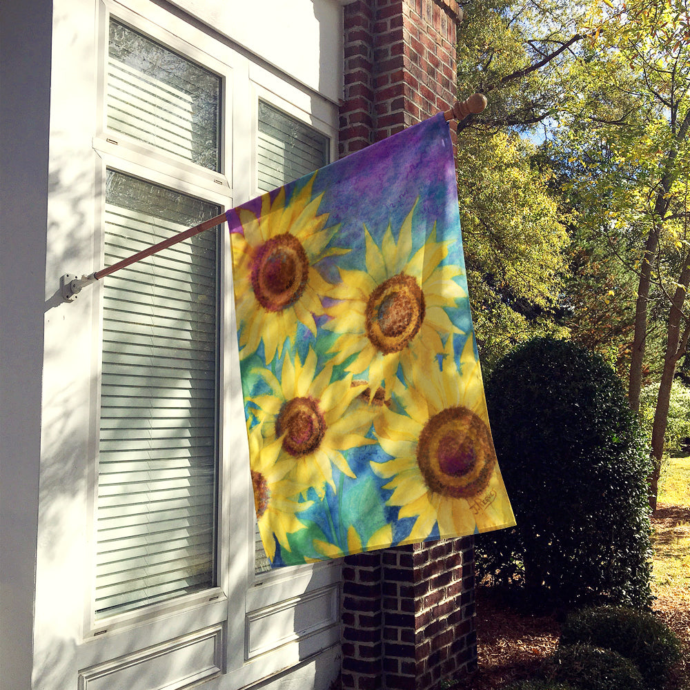 Sunflowers and Purple House Flag 28x40 Porch Sleeve Pole Decorative Outside Yard Banner Artwork Wall Hanging, Polyester
