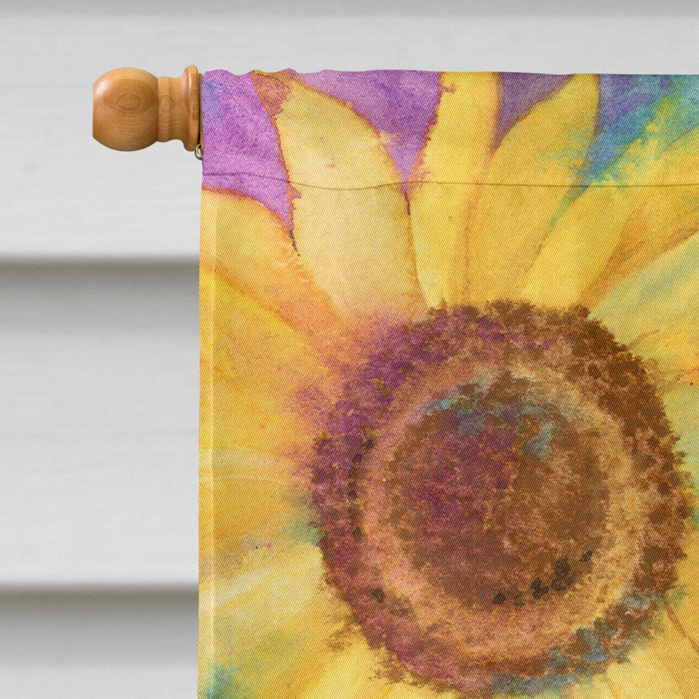 Sunflowers and Purple House Flag 28x40 Porch Sleeve Pole Decorative Outside Yard Banner Artwork Wall Hanging, Polyester