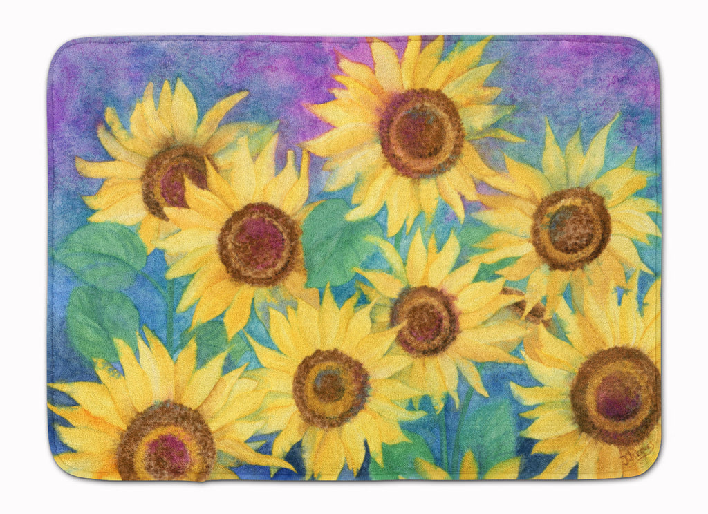 Sunflowers and Purple Memory Foam Kitchen Mat Machine Washable Anti-Fatigue Cushion Comfort Bath or Kitchen Rug