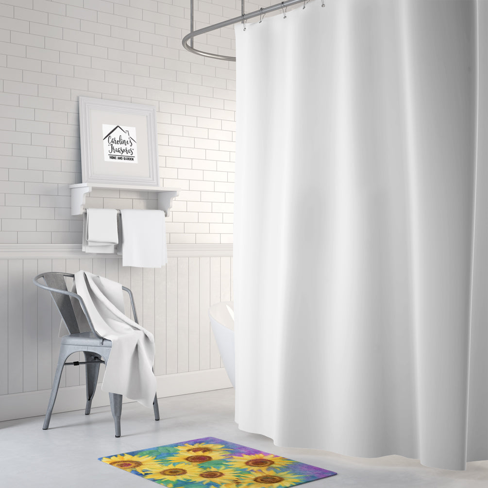 Sunflowers and Purple Memory Foam Kitchen Mat Machine Washable Anti-Fatigue Cushion Comfort Bath or Kitchen Rug