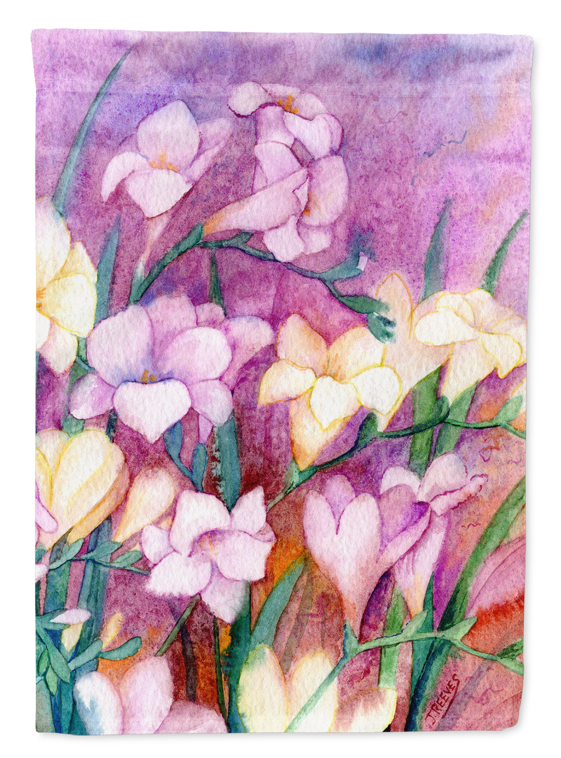 Freesias House Flag 28x40 Porch Sleeve Pole Decorative Outside Yard Banner Artwork Wall Hanging, Polyester