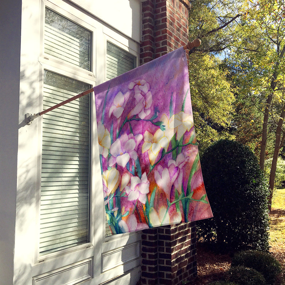 Freesias House Flag 28x40 Porch Sleeve Pole Decorative Outside Yard Banner Artwork Wall Hanging, Polyester