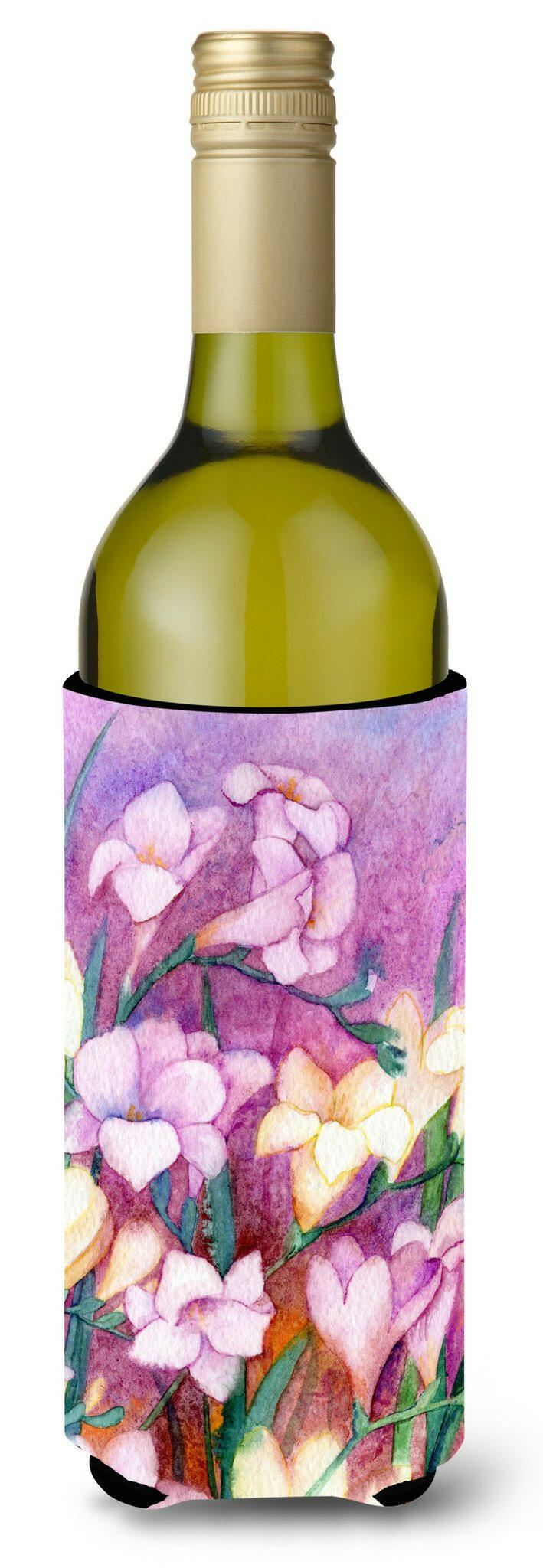 Freesias Wine Bottle Hugger Gift Sleeve for Standard 750 ml Bottles, Insulated Reusable Also Fits Mini Shot & Pint Bottles