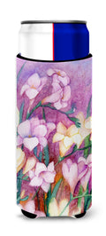 Freesias Slim Can Hugger , Insulated Foam Hugger for 12 oz Slim Cans, Beer Bottles & Water Bottles, Printed in USA