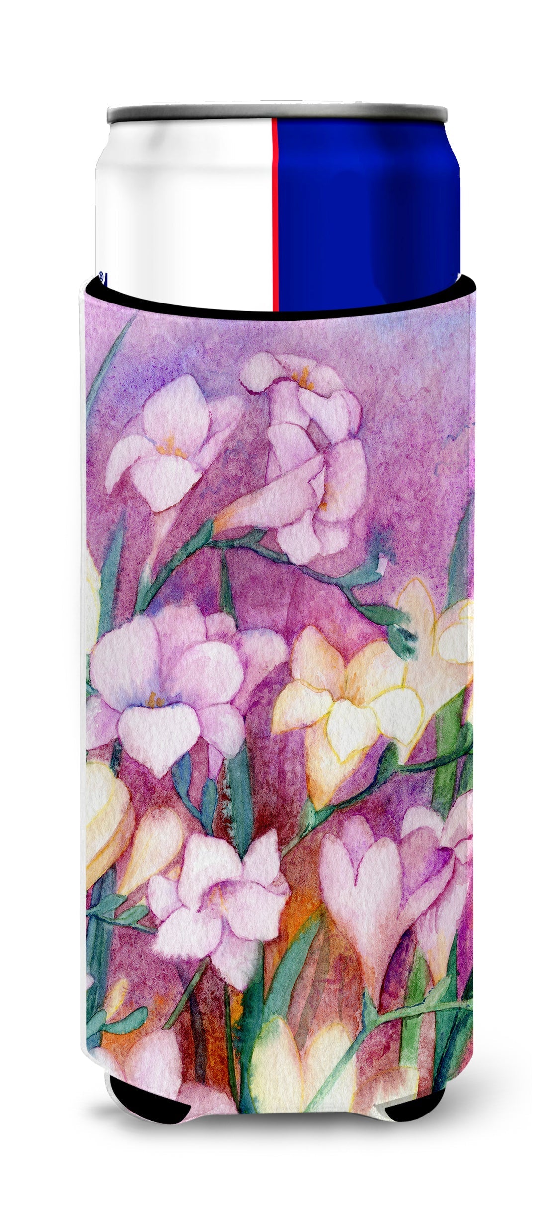 Freesias Slim Can Hugger , Insulated Foam Hugger for 12 oz Slim Cans, Beer Bottles & Water Bottles, Printed in USA