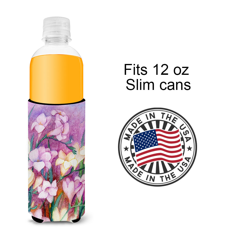Freesias Slim Can Hugger , Insulated Foam Hugger for 12 oz Slim Cans, Beer Bottles & Water Bottles, Printed in USA