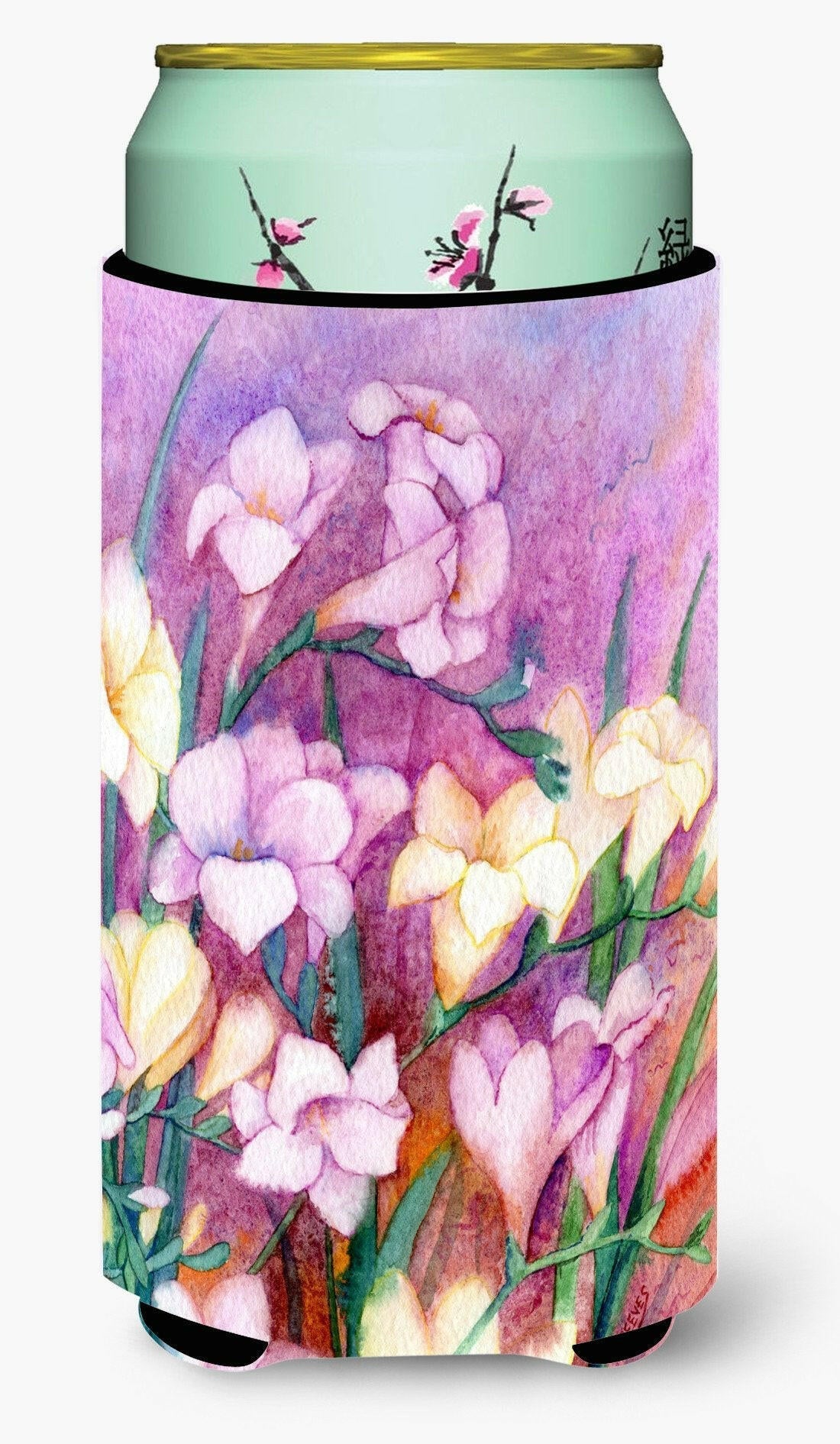 Freesias Tall Boy Hugger Can Cooler Sleeve Machine Washable Drink Collapsible Insulator Beverage Insulated Holder
