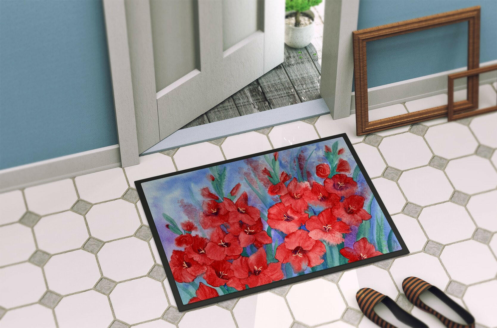Gladioli Doormat Indoor Outdoor 24H X 36W Front Door Mat Rugs for Entryway, Non Slip Washable Low Pile,