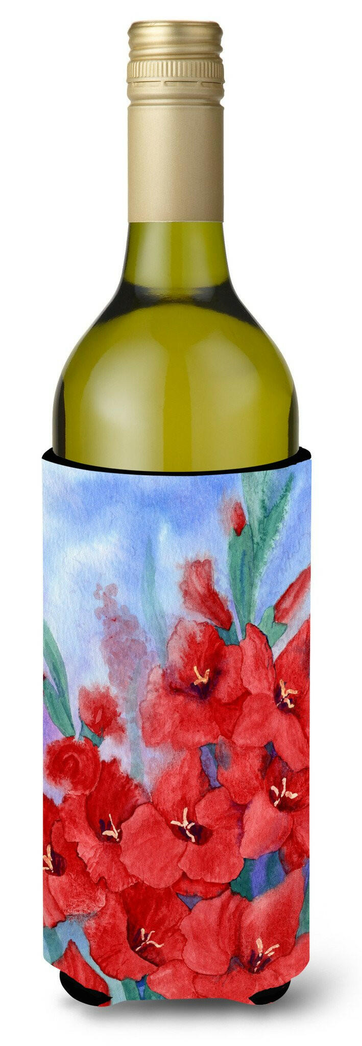 Gladioli Wine Bottle Hugger Gift Sleeve for Standard 750 ml Bottles, Insulated Reusable Also Fits Mini Shot & Pint Bottles
