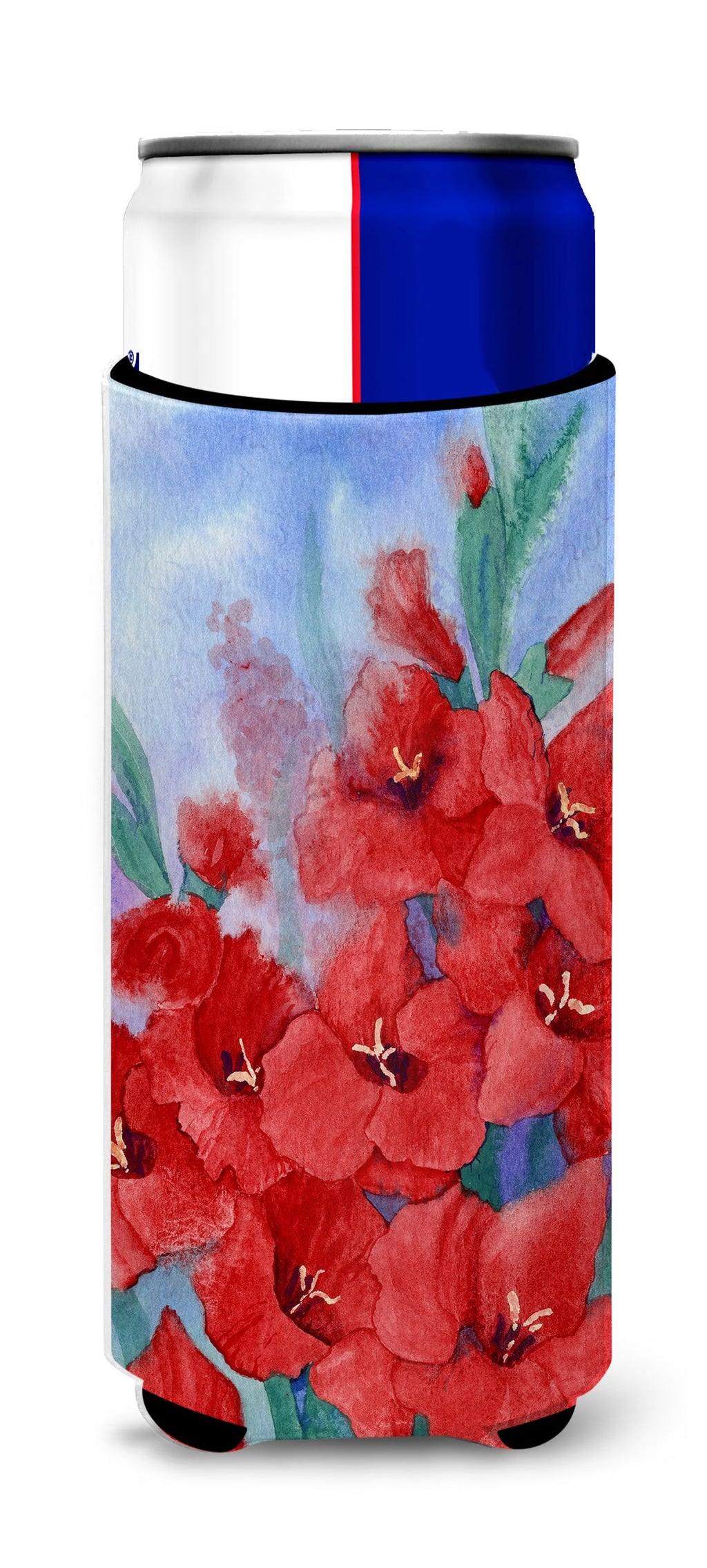 Gladioli Slim Can Hugger , Insulated Foam Hugger for 12 oz Slim Cans, Beer Bottles & Water Bottles, Printed in USA