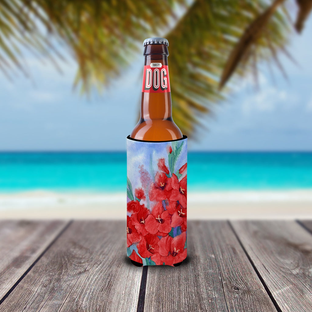Gladioli Slim Can Hugger , Insulated Foam Hugger for 12 oz Slim Cans, Beer Bottles & Water Bottles, Printed in USA