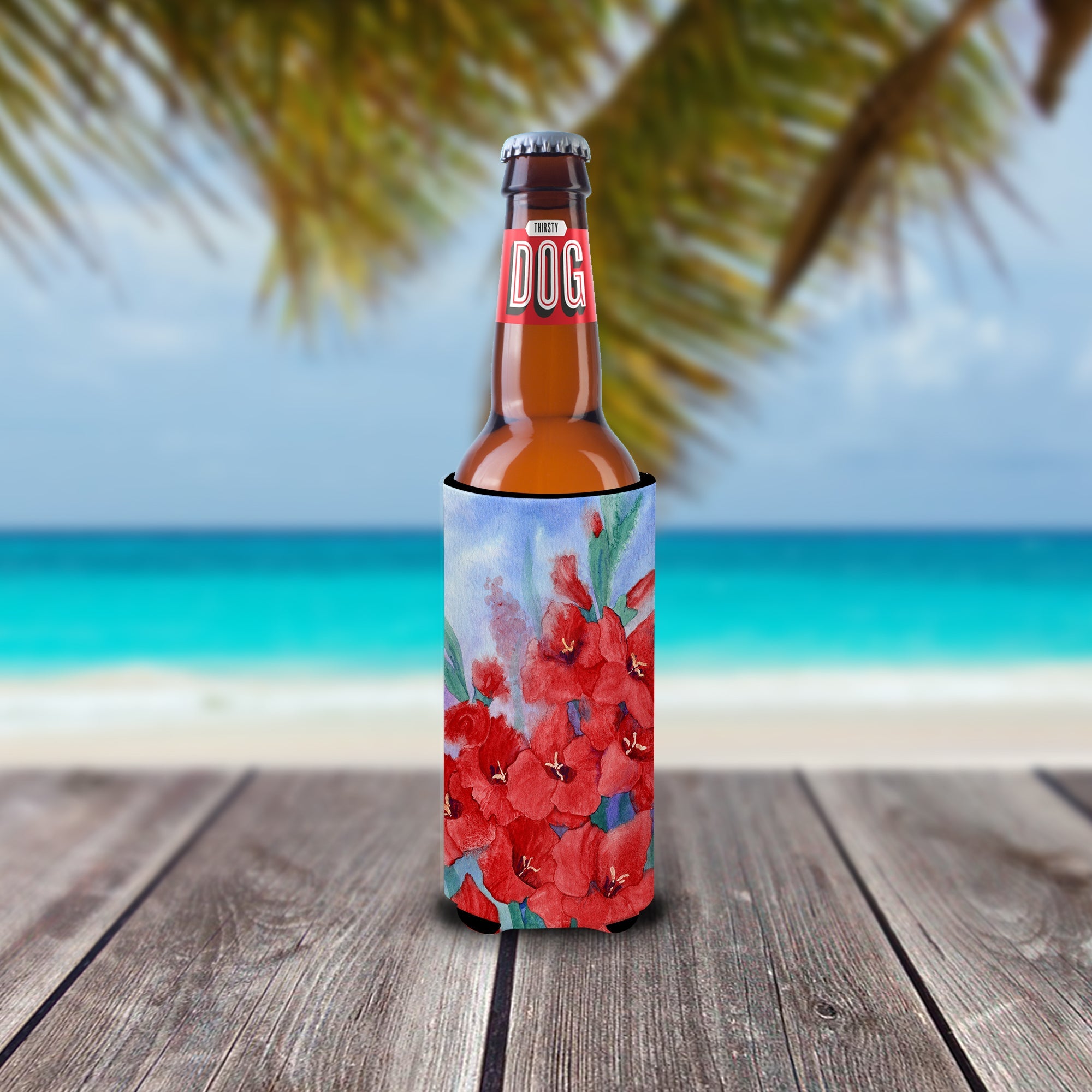 Gladioli Slim Can Hugger , Insulated Foam Hugger for 12 oz Slim Cans, Beer Bottles & Water Bottles, Printed in USA