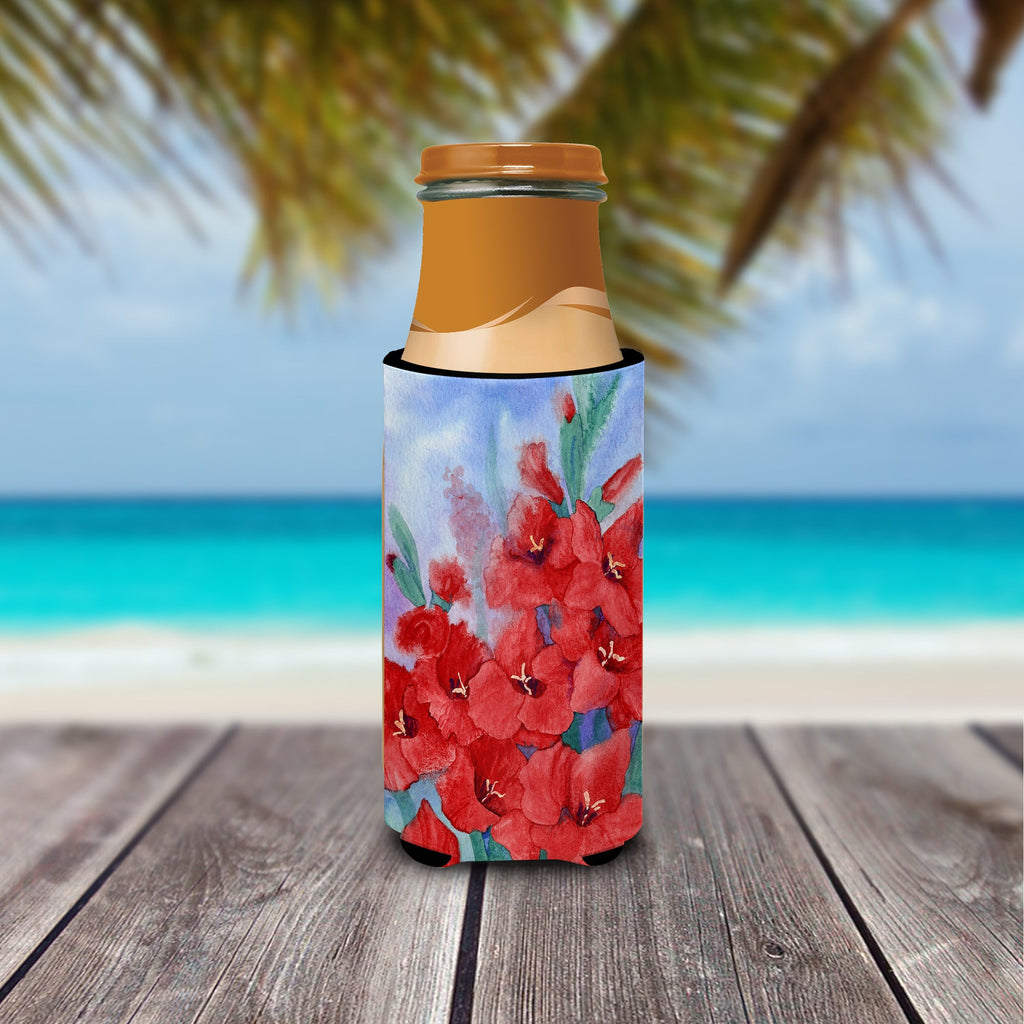 Gladioli Slim Can Hugger , Insulated Foam Hugger for 12 oz Slim Cans, Beer Bottles & Water Bottles, Printed in USA