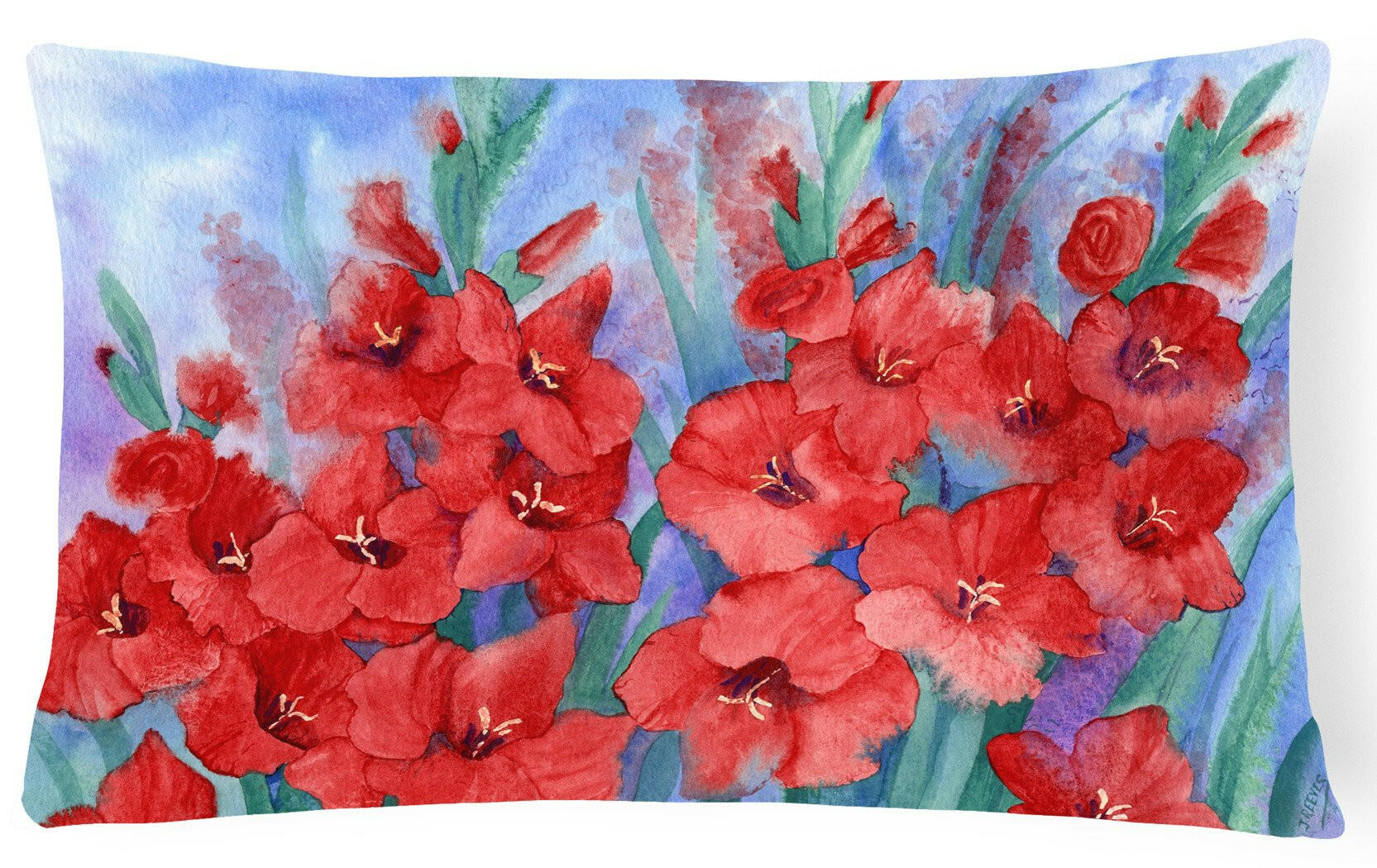Gladioli Decorative Throw Pillow 12x16 Indoor Outdoor Accent Cushion, Fabric Cover with Insert for Sofa, Bed, Porch & Living Room