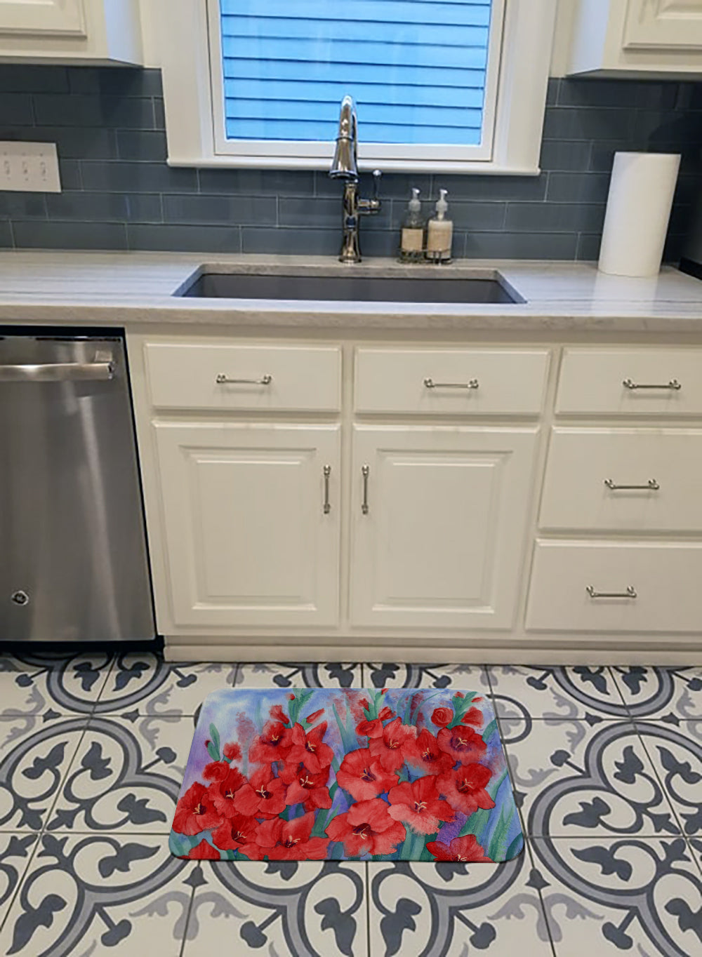 Gladioli Memory Foam Kitchen Mat Machine Washable Anti-Fatigue Cushion Comfort Bath or Kitchen Rug
