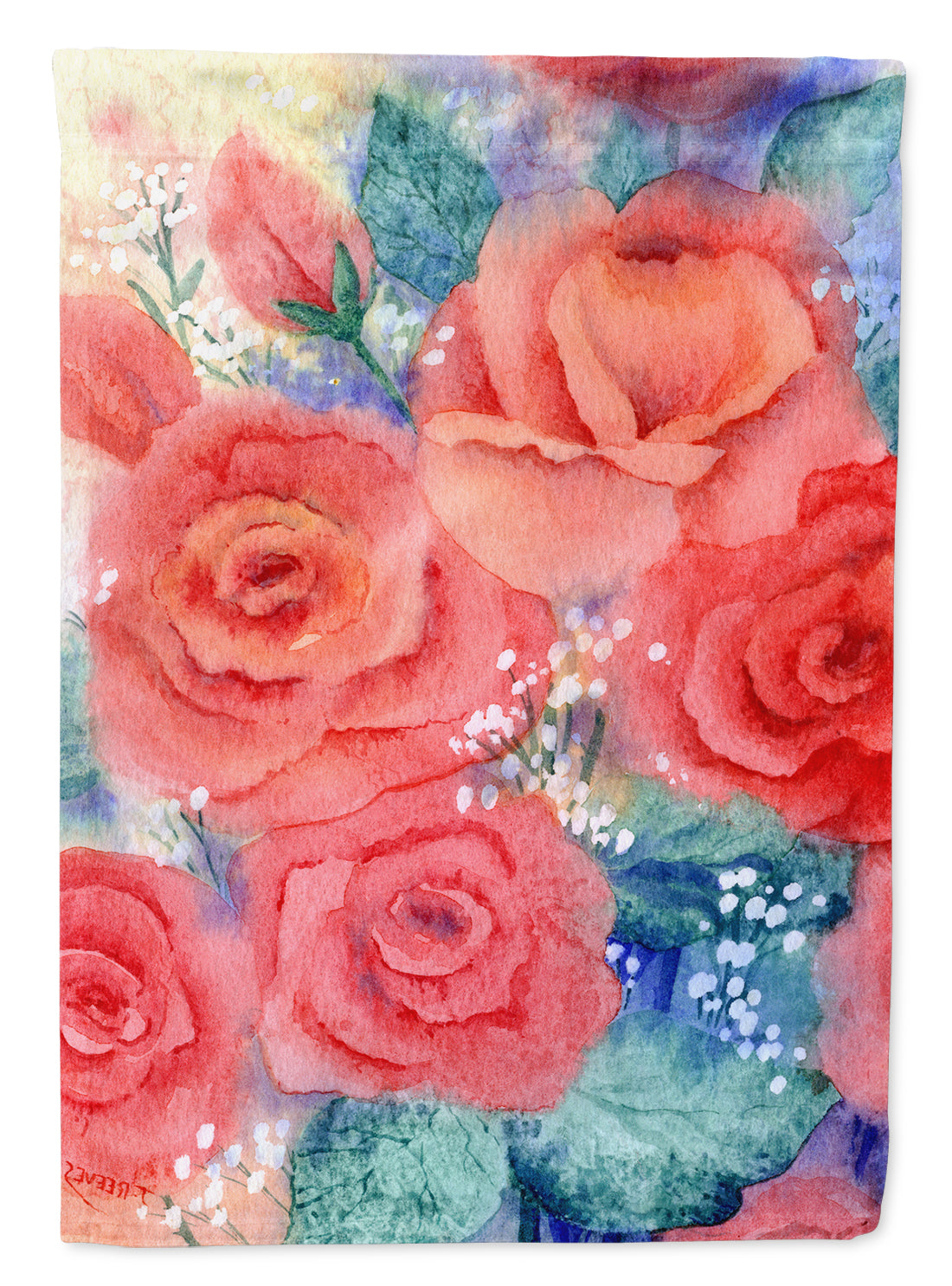Roses House Flag 28x40 Porch Sleeve Pole Decorative Outside Yard Banner Artwork Wall Hanging, Polyester