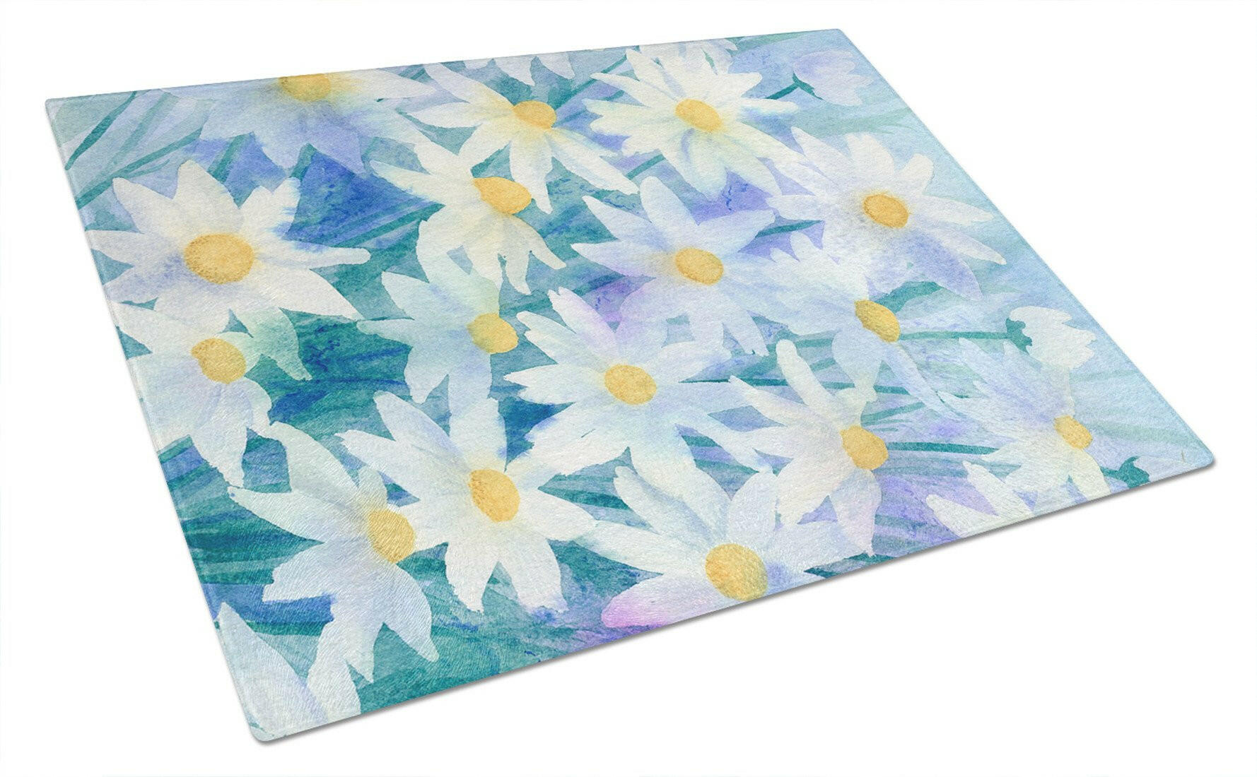 Light and Airy Daisies Cutting Board Tempered Glass Kitchen Cutting Surface, Heat Resistant Chopping, Non-Slip Feet, Food Prep & Serving