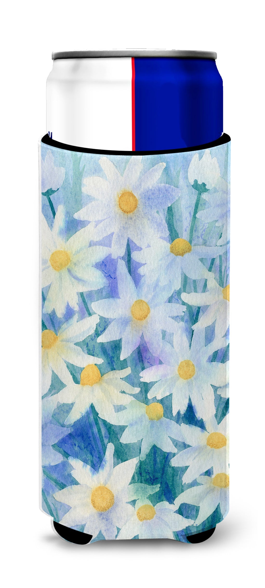 Light and Airy Daisies Slim Can Hugger , Insulated Foam Hugger for 12 oz Slim Cans, Beer Bottles & Water Bottles, Printed in USA
