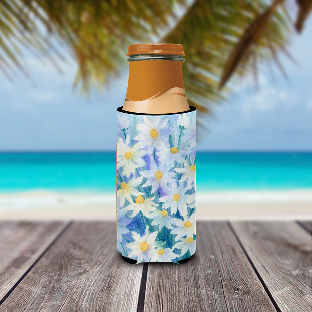 Light and Airy Daisies Slim Can Hugger , Insulated Foam Hugger for 12 oz Slim Cans, Beer Bottles & Water Bottles, Printed in USA